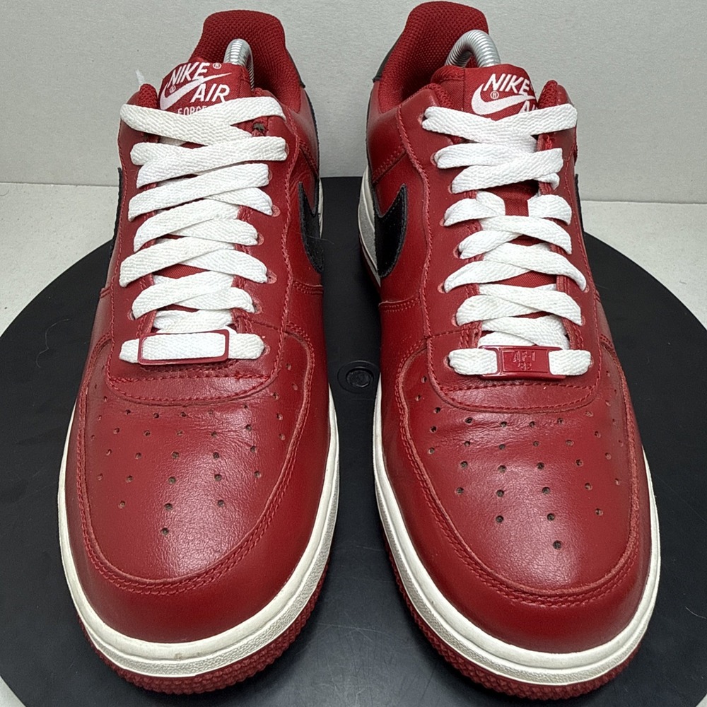 Nike Air Force 1 '07 Low Red Black White Leather Sneakers Men's Size 9.5